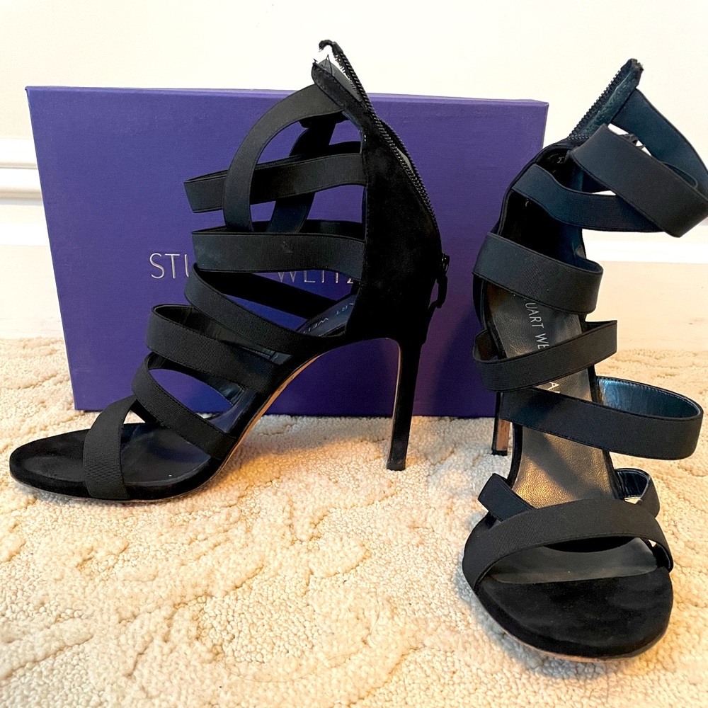 Stuart weitzman black suede sandals